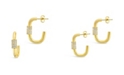 Sterling Forever Women's Oval Carabiner Gold Plated Hoop Earrings